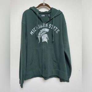 MICHIGAN STATE Zip Up Sweatshirt - Size XL - Go Green/Go White, 25” PTP, 27” S/H